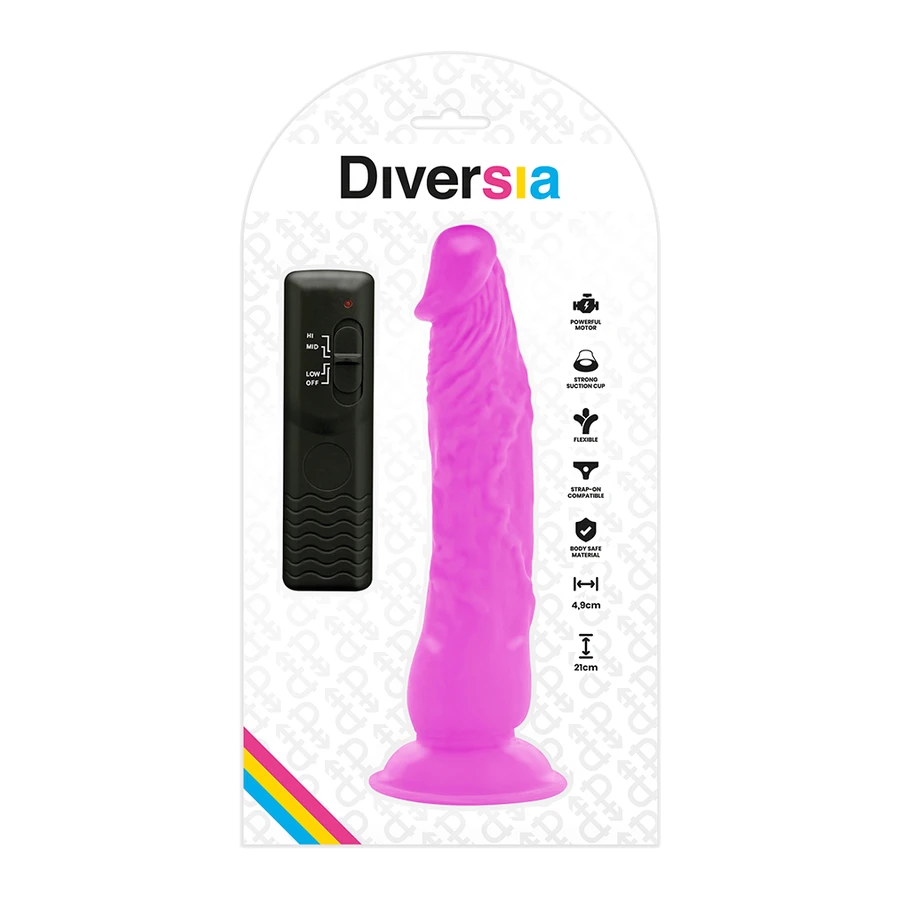 DIVERSIA - ELASTYCZNY DILDO WIBRUJACY 21 CM - FIOLETOWY
